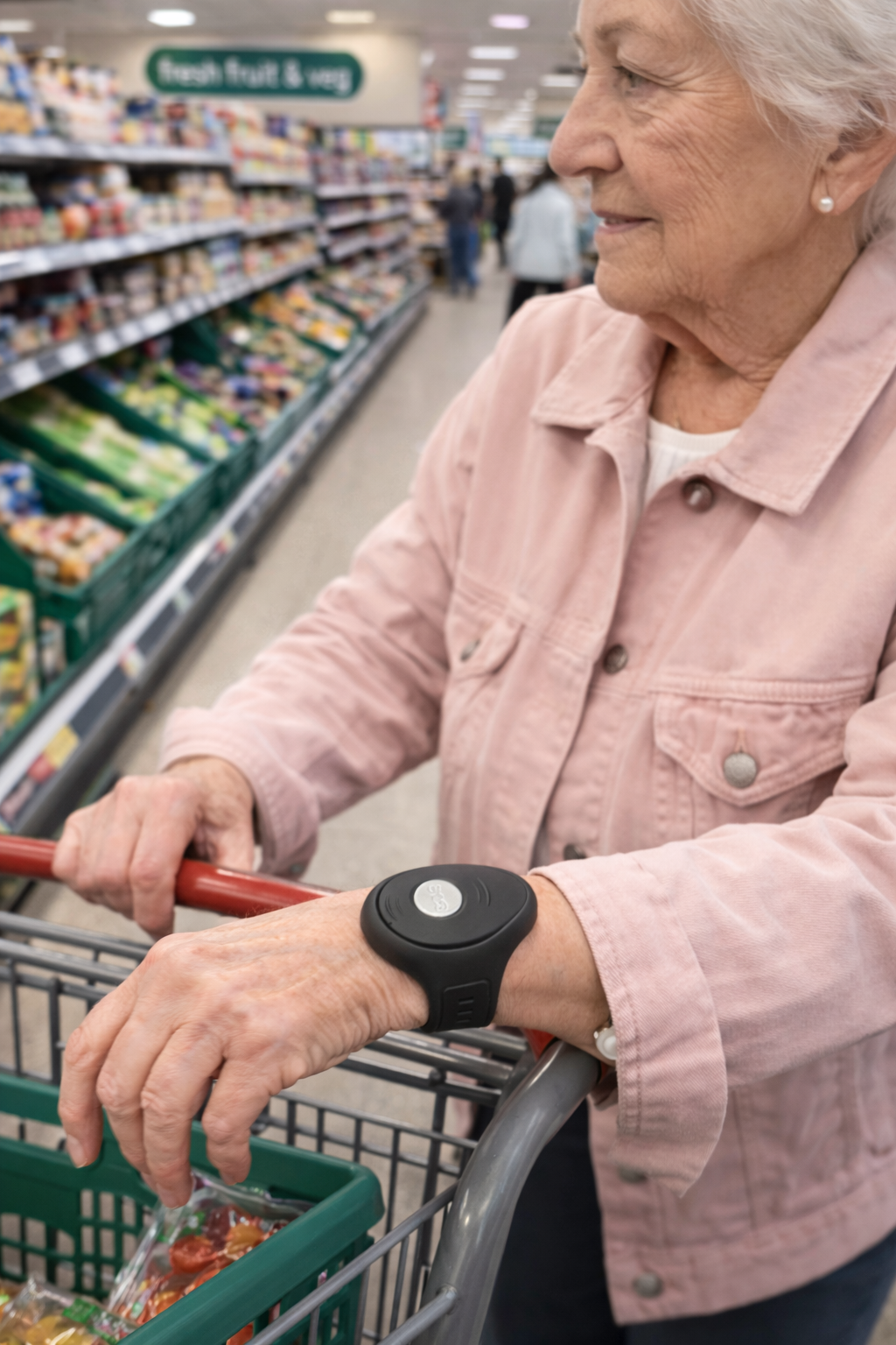 Carefall alarm worn on the wrist